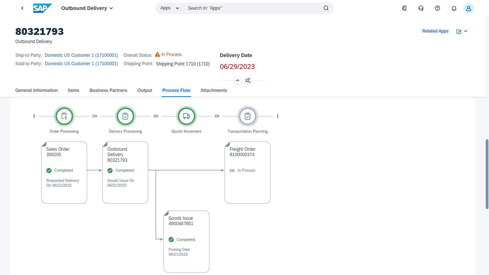 SAP Outbound Delivery for Supply Chain Management